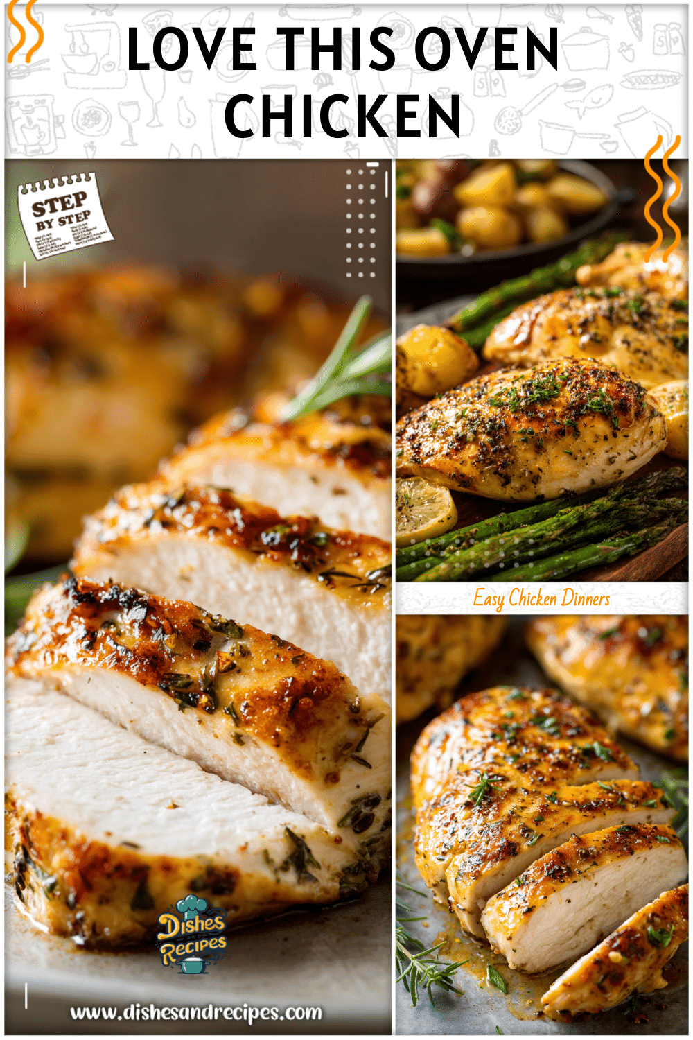 Juicy golden baked chicken breast served on a plate for Healthy Easy Meals For Family.